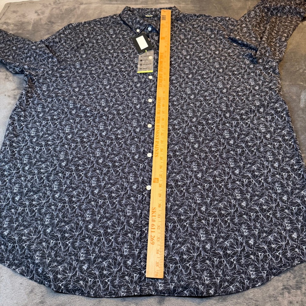 Murano Performance Button Up Shirt Mens 4XT Black Blue Floral Quick Dry NWT - Picture 9 of 11